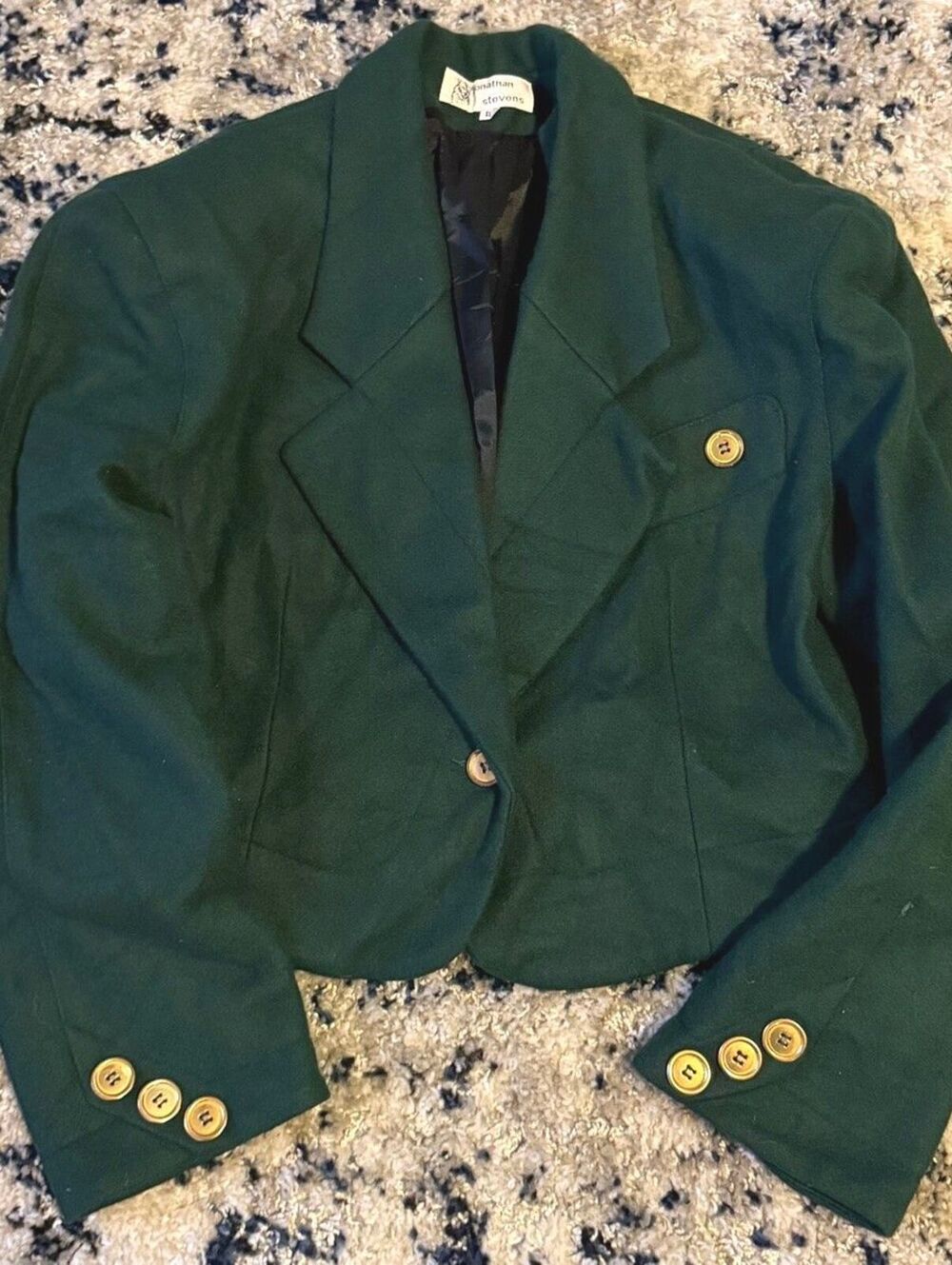 Jonathan Stevens Dark Green Gold Button Blazer L